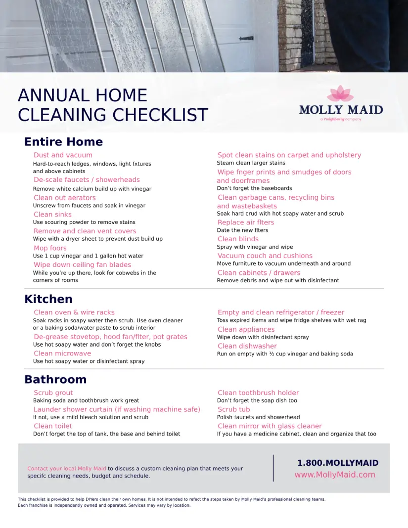 Molly Maid's Annual Home Cleaning Checklist.