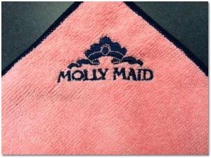 Pink Molly Maid-branded microfiber cloth