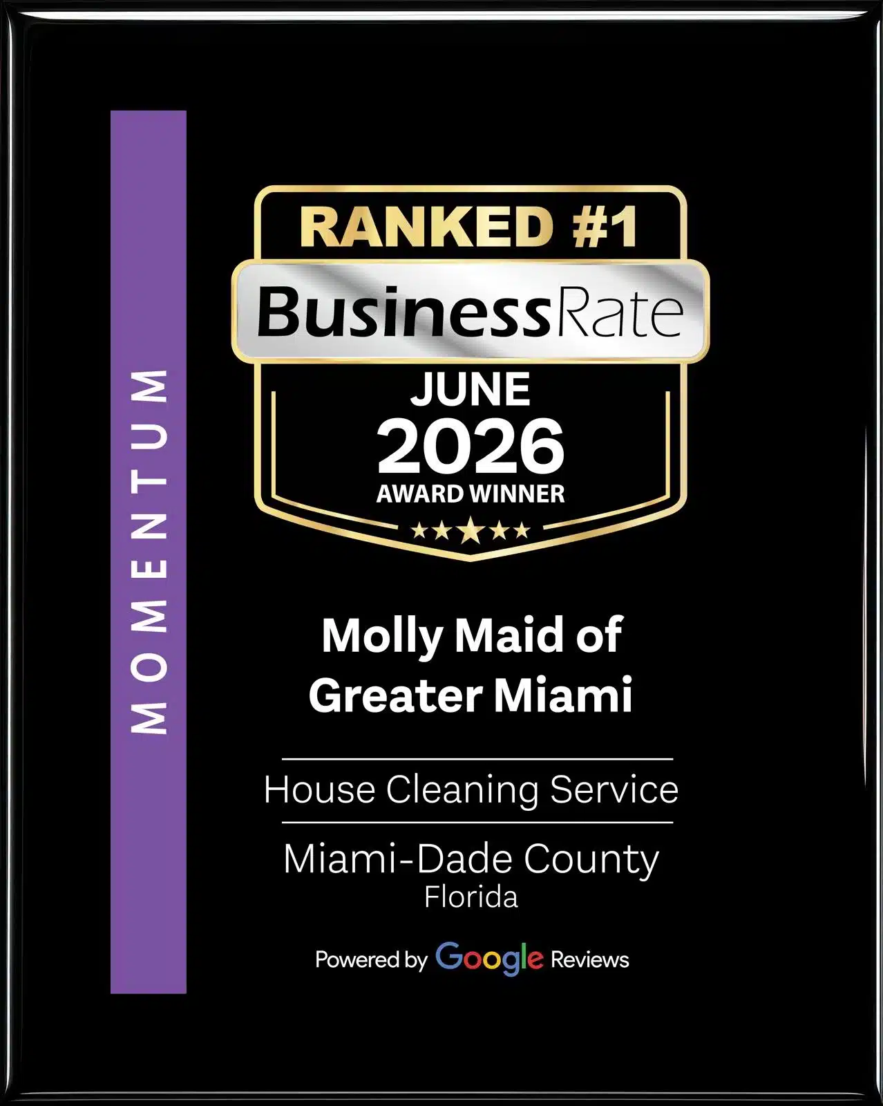 Business Rate Award Winner House Cleaning Service June 2026