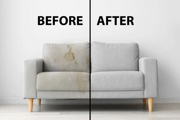 Before and after professional couch cleaning