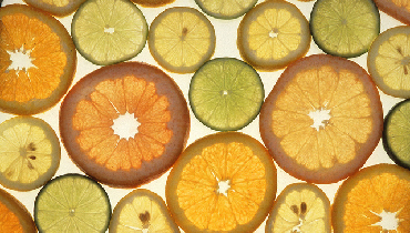 An array of slices of citrus fruit