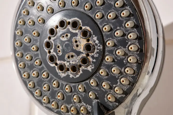 Close up of dirty shower head