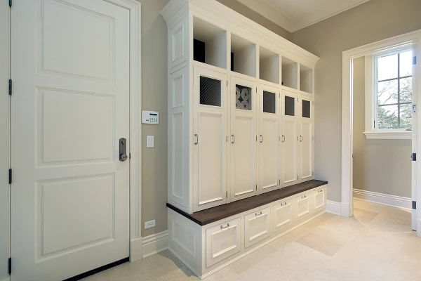 mudroom in newly constructed home
