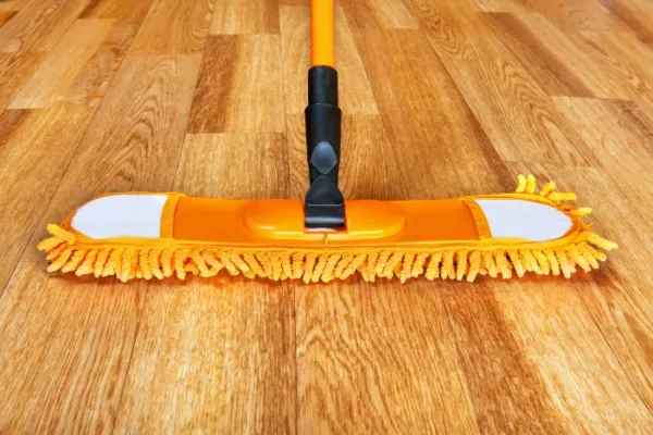 Mop cleaning wooden floor