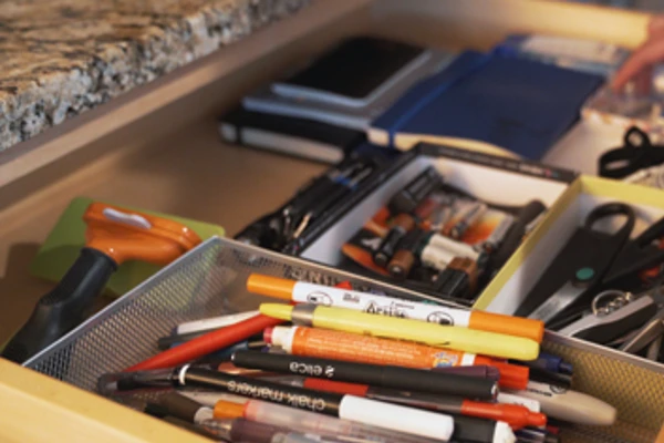 An organized junk drawer
