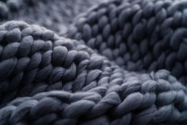 Close up of knitted wool blanket