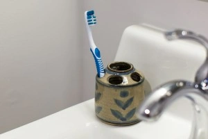 toothbrush in a toothbrush holder